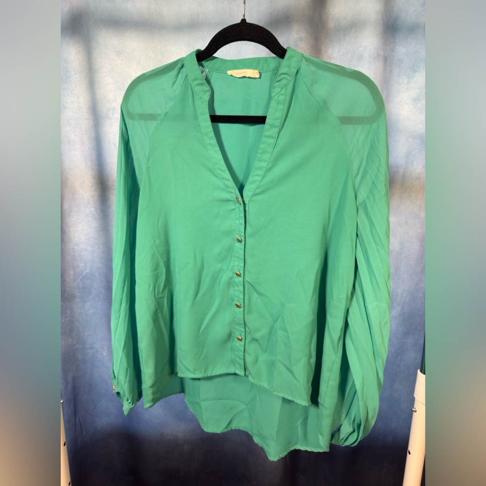 Green High-Low Blouse